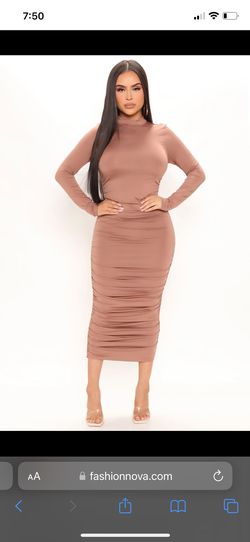Fashion Nova Nude Size 4 Military Straight Dress on Queenly