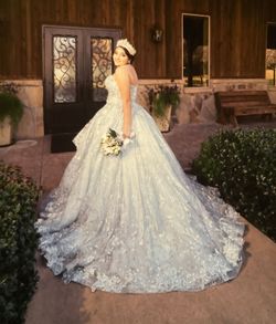 Mori Lee Blue Size 14 Plus Size Quinceaera Ball gown on Queenly