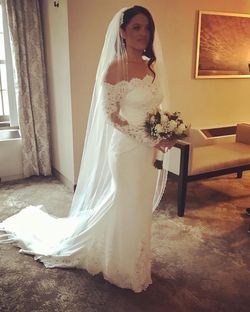 Pronovias White Size 8 Wedding Floor Length Mermaid Dress on Queenly