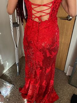Sherri Hill Red Size 0 Medium Height Black Tie Straight Dress on Queenly