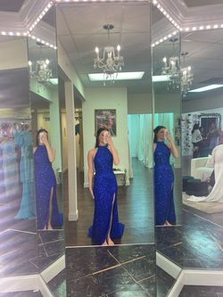 Ashley Lauren Blue Size 0 Floor Length Black Tie Straight Dress on Queenly