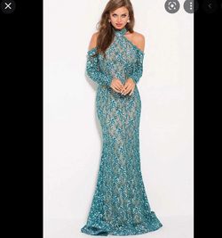 Jovani Blue Size 2 Prom Straight Dress on Queenly
