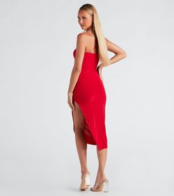 Style 05102-4800 Windsor Red Size 12 Cocktail Euphoria Mini Tall Height Plus Size Side slit Dress on Queenly