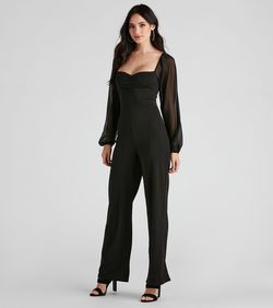 Style 06502-0673 Windsor Black Size 4 Sheer Homecoming Jumpsuit Dress on Queenly