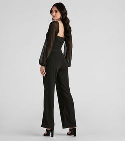 Style 06502-0673 Windsor Black Size 8 Sheer Homecoming Jumpsuit Dress on Queenly