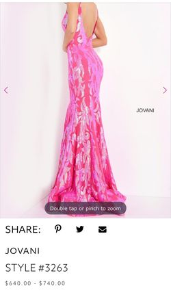 Jovani Pink Size 6 Appearance Backless Pattern Barbiecore Mermaid Dress on Queenly