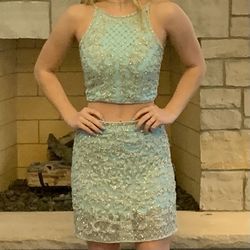 Sherri Hill Blue Size 00 Two Piece Cocktail Dress on Queenly