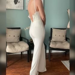 Jovani White Size 00 50 Off Bachelorette Sorority Formal Jumpsuit Dress on Queenly