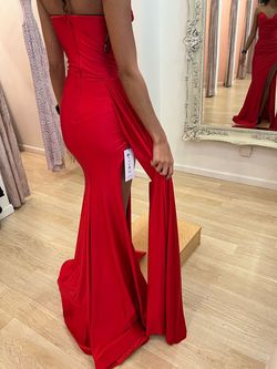 Jessica Angel Red Size 0 Pageant Black Tie Side slit Dress on Queenly