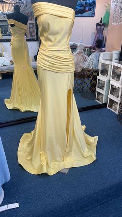 Noxanbel Yellow Size 10 Wedding Guest 50 Off Free Shipping Side slit Dress on Queenly
