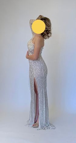 Sherri Hill White Size 2 Tall Height One Shoulder Train Fitted Asymmetrical Straight Dress on Queenly
