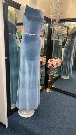 MoriLee Blue Size 12 Prom Straight Dress on Queenly