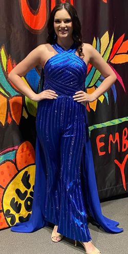 Rachel Allan Blue Size 6 Floor Length Pageant 50 Off Jumpsuit Dress on Queenly