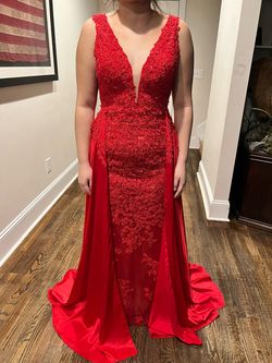 Sherri Hill Red Size 8 Black Tie Straight Dress on Queenly