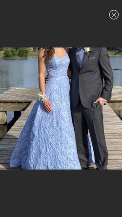 Camille La Vie Blue Size 2 Floor Length Ball gown on Queenly