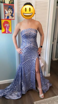 Jovani Purple Size 6 Prom Tall Height Side slit Dress on Queenly