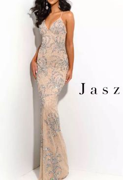 Jasz Couture Nude Size 00 Sorority Formal Floor Length Straight Dress on Queenly