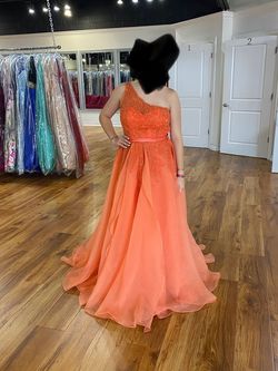 Sherri Hill Orange Size 12 Black Tie A-line Dress on Queenly