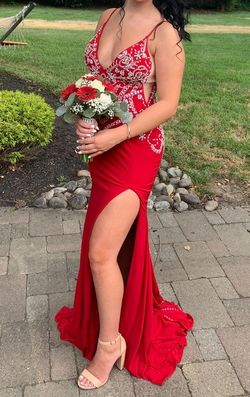 Jovani Red Size 0 Prom Military Straight Dress on Queenly