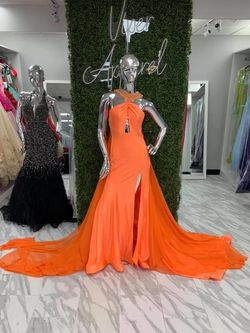 Mac Duggal Orange Size 4 Pageant Side slit Dress on Queenly