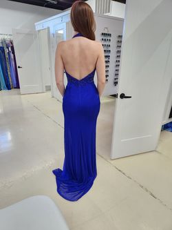 Sherri Hill Blue Size 2 Side Slit Prom Jewelled Straight Dress on Queenly