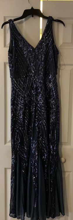 David's Bridal Blue Size 12 Embroidery Mermaid Dress on Queenly