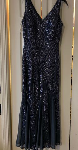 David's Bridal Blue Size 12 Embroidery Mermaid Dress on Queenly