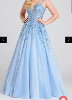 Ellie Wilde Blue Size 10 Floor Length Prom Ball gown on Queenly