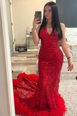 algist Red Size 2 Military Prom Mermaid Dress on Queenly