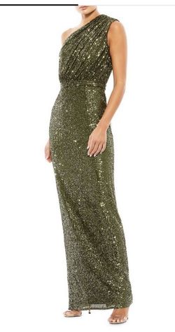 Mac Duggal Green Size 10 Black Tie Military Olive Jewelled Straight Dress on Queenly