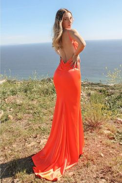 Style se016 Iva Remington Orange Size 2 Floor Length Black Tie Straight Dress on Queenly