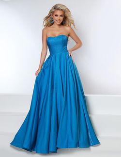 Style 20109 2Cute Prom Blue Size 00 Sequined Black Tie Turquoise Sequin Ball gown on Queenly