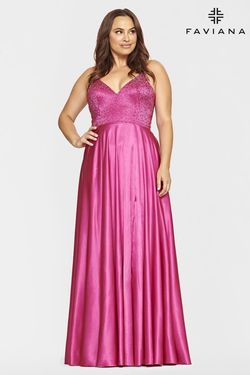 Style 9524 Faviana Pink Size 12 Black Tie V Neck Straight Dress on Queenly