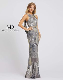 Style 5082A Mac Duggal Silver Size 8 Floor Length Prom Tall Height Straight Dress on Queenly