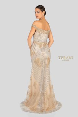 Style 1912GL9572 Terani Couture Gold Size 16 Black Tie Floor Length Tall Height Straight Dress on Queenly