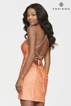 Style S10624 Faviana Orange Size 4 Midi Tall Height Cocktail Dress on Queenly
