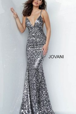 Style JOVANI 4087 Jovani Silver Size 4 Black Tie Floor Length Straight Dress on Queenly