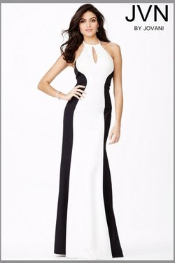Style BLACK AND WHITE GOWN Jovani White Size 12 70 Off Tall Height Straight Dress on Queenly