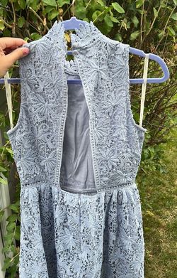 J.O.A Los Angeles Blue Size 8 Wedding Guest High Neck A-line Dress on Queenly