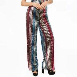 Forever 21 Multicolor Size 6 Sequin Floor Length Jumpsuit Dress on Queenly
