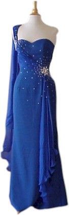 Style #1071 one shoulder formal pageant evening gown Darius Cordell Blue Size 4 Prom Straight Dress on Queenly