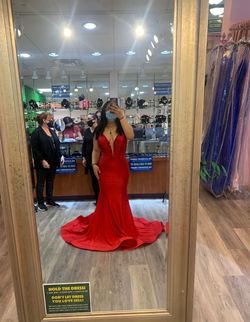 La Femme Red Size 6 Floor Length Military Prom Pageant Mermaid Dress on Queenly
