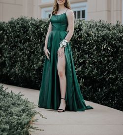 Sherri Hill Green Size 4 Military A-line Dress on Queenly