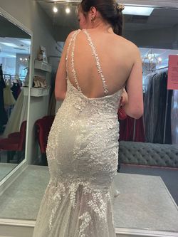 Sherri Hill White Size 4 Jewelled Side Slit Asymmetrical Mermaid Dress on Queenly