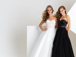 Style 16-302 Madison James White Size 10 Cotillion Sequined Floor Length A-line Ball gown on Queenly