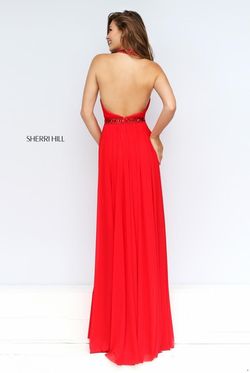 Style 50089 Sherri Hill Red Size 4 Tall Height Prom Military Straight Dress on Queenly