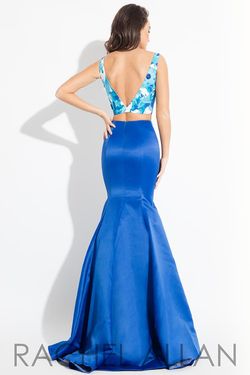 Style 2093 Rachel Allan Blue Size 4 Prom Floor Length Mermaid Dress on Queenly