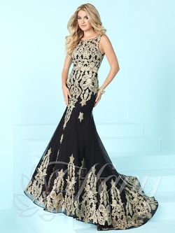 Style 16237 Tiffany Designs Black Size 10 Tulle Tall Height Mermaid Dress on Queenly
