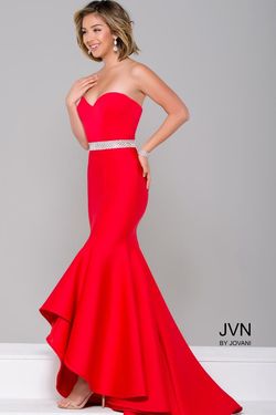 Style JVN41956 Jovani Red Size 8 Floor Length Tall Height Strapless Mermaid Dress on Queenly