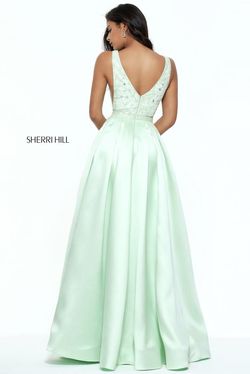 Style 50964 Sherri Hill Green Size 10 Black Tie Pageant Prom Ball gown on Queenly